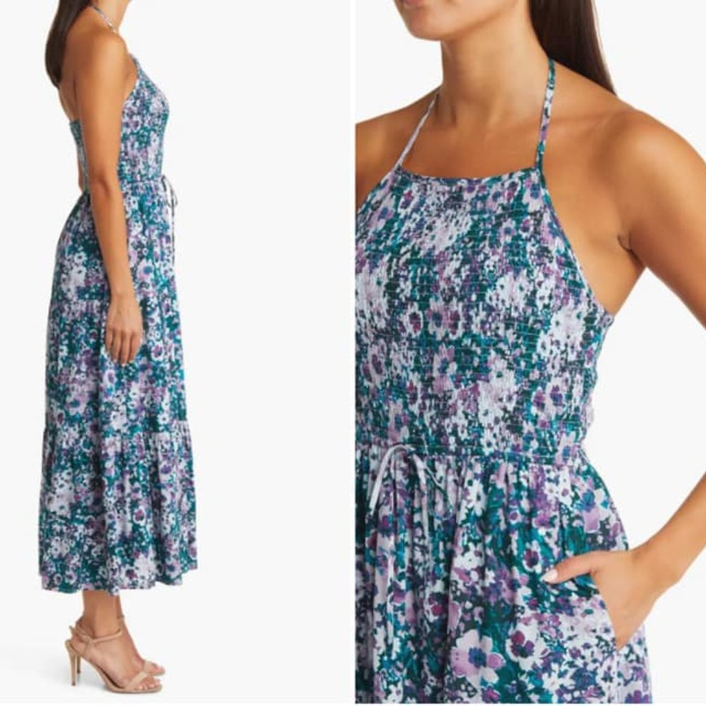 Lost + Wander Floral Midi Sundress with pockets